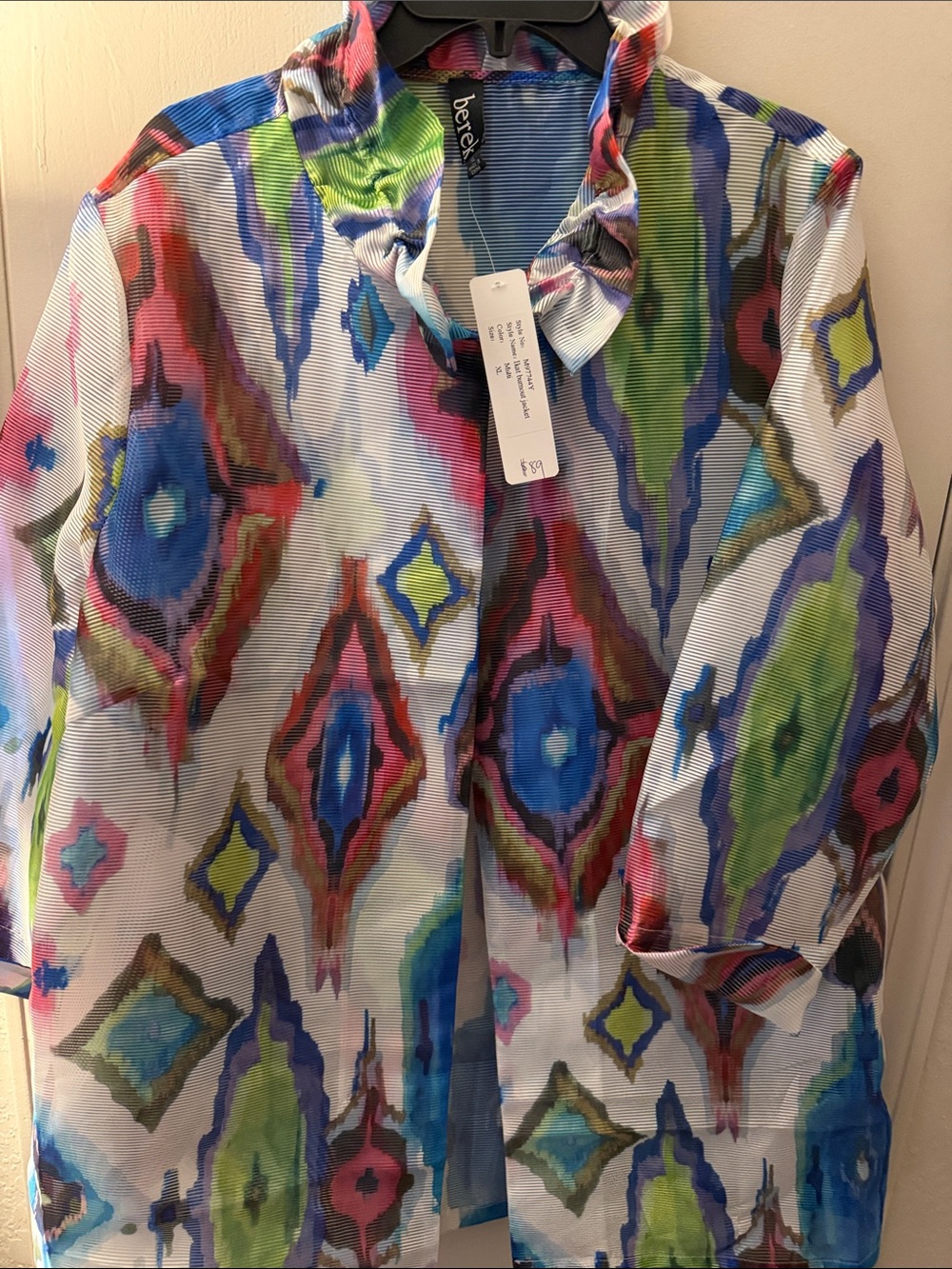 Berek NWT Multicolor Ikat Print Lightweight Jacket